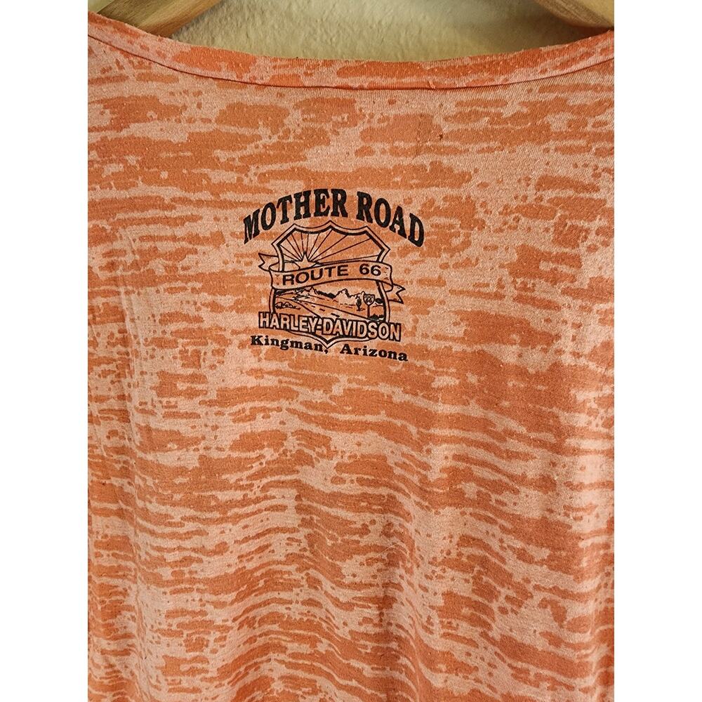 HARLEY-DAVIDSON Orange Semi Sheer Mother Road Kingman AZ Women Graphic VNeck XL - Picture 6 of 8